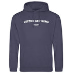 Custom Create Any Name hoodie – navy men's hoodie with white Custom Create Any Name letters and Players Couture logo on the