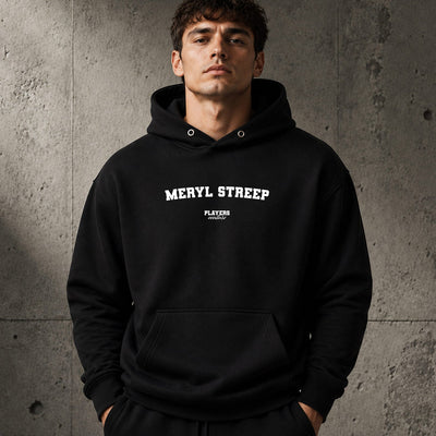 Meryl Streep name-print hoodie - black