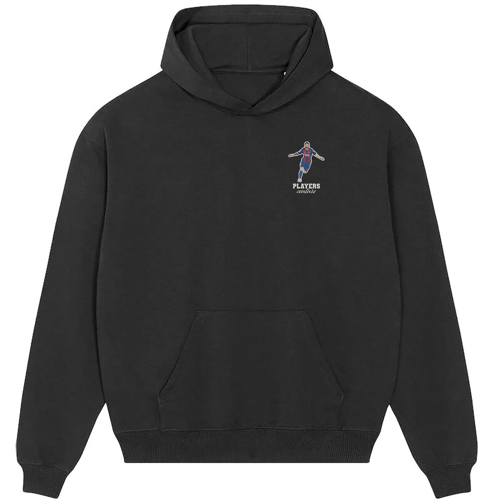 Lionel Messi Barcelona hoodie – black men's hoodie featuring the Lionel Messi Barcelona Players Couture logo