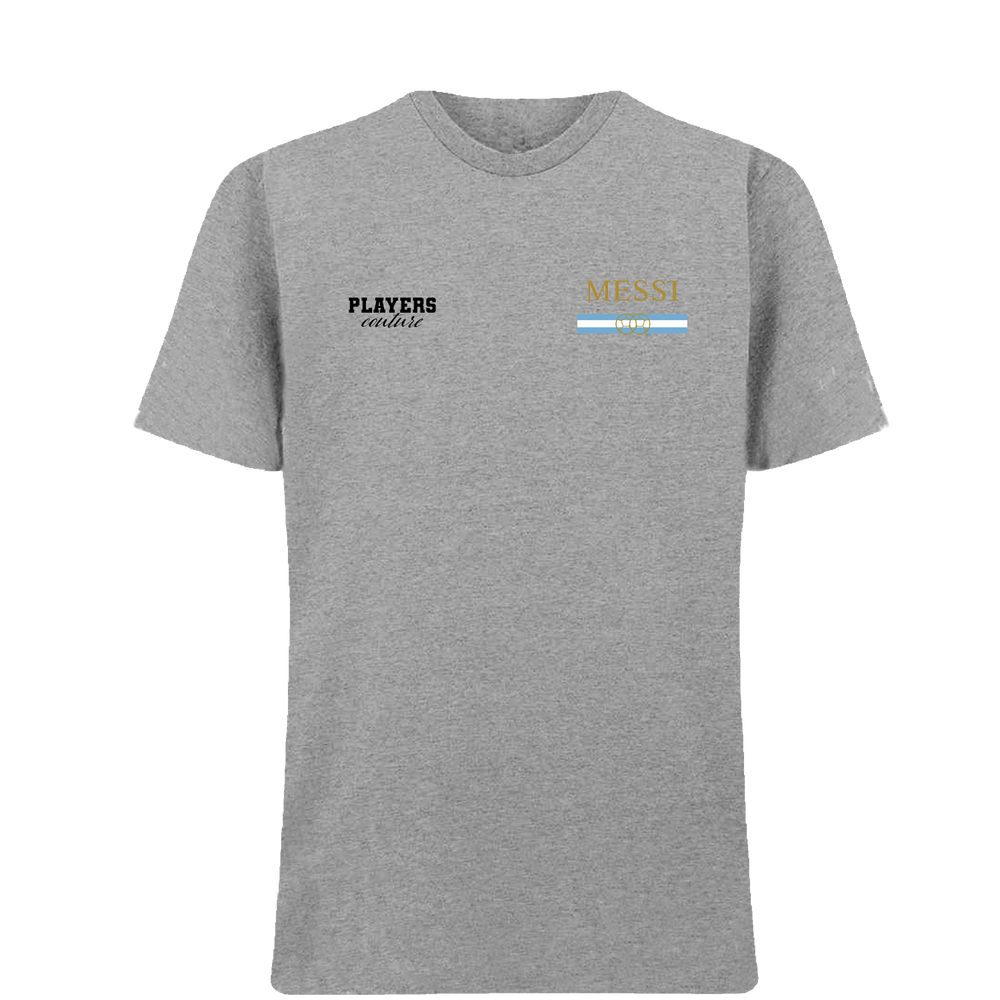 Lionel Messi Argentina Logo Players Couture Mens T-Shirt Gray