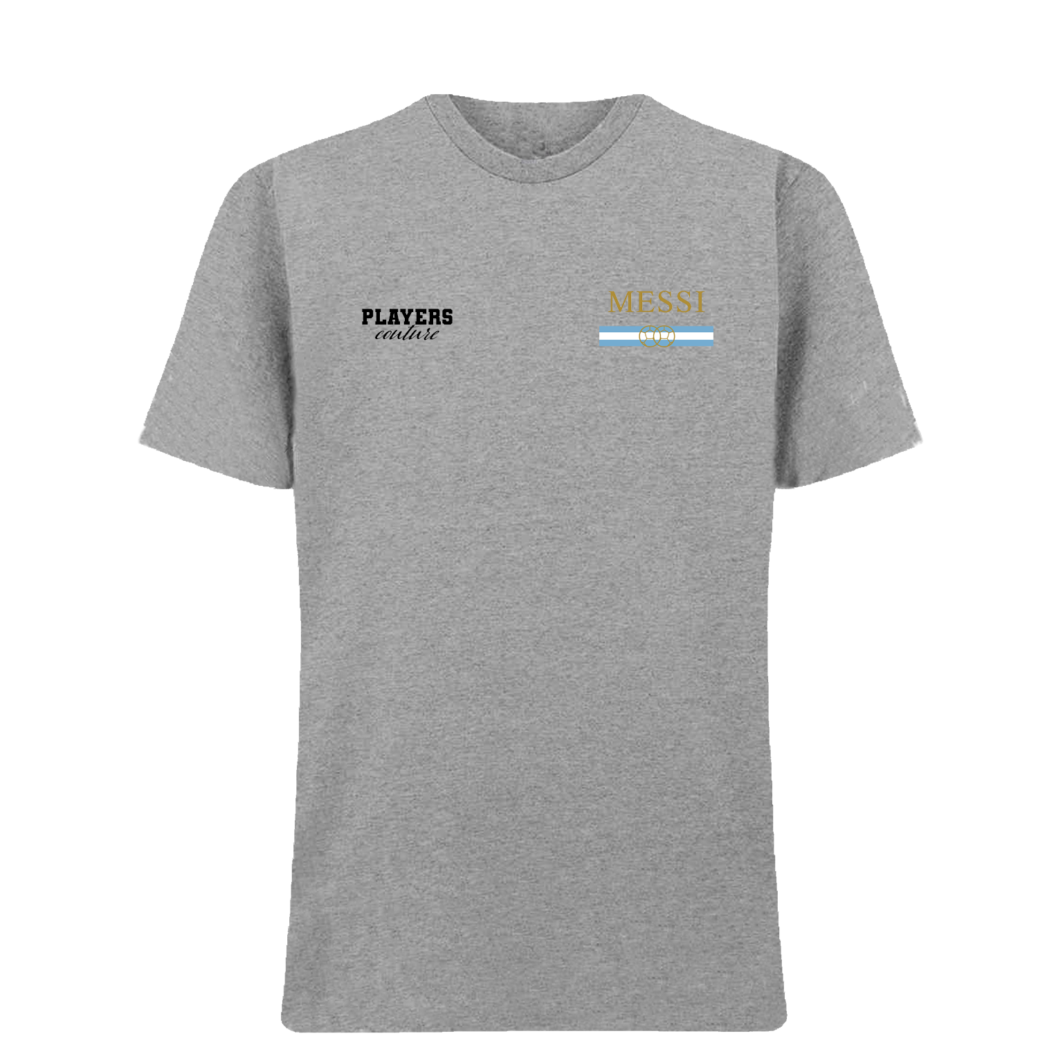 Lionel Messi Argentina Logo Players Couture Mens T-Shirt Gray