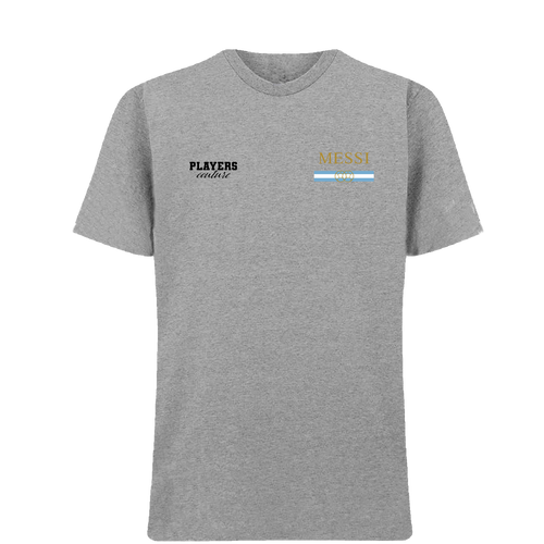 Lionel Messi Argentina Logo Players Couture Mens T-Shirt Gray