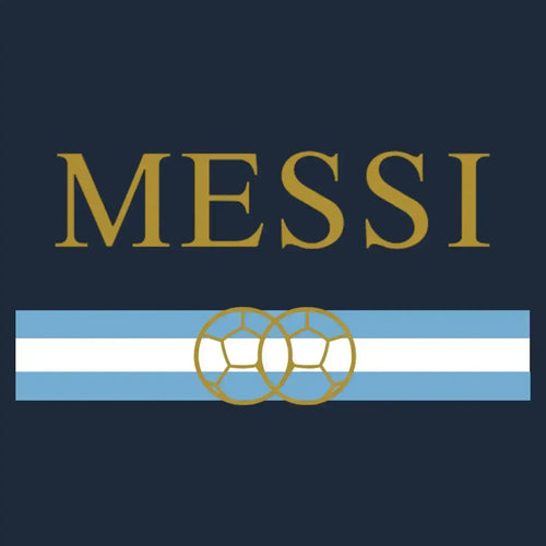 Lionel Messi Flag Logo Kids T-Shirt – navy close-up detail shot of the Lionel Messi Flag Players Couture logo design