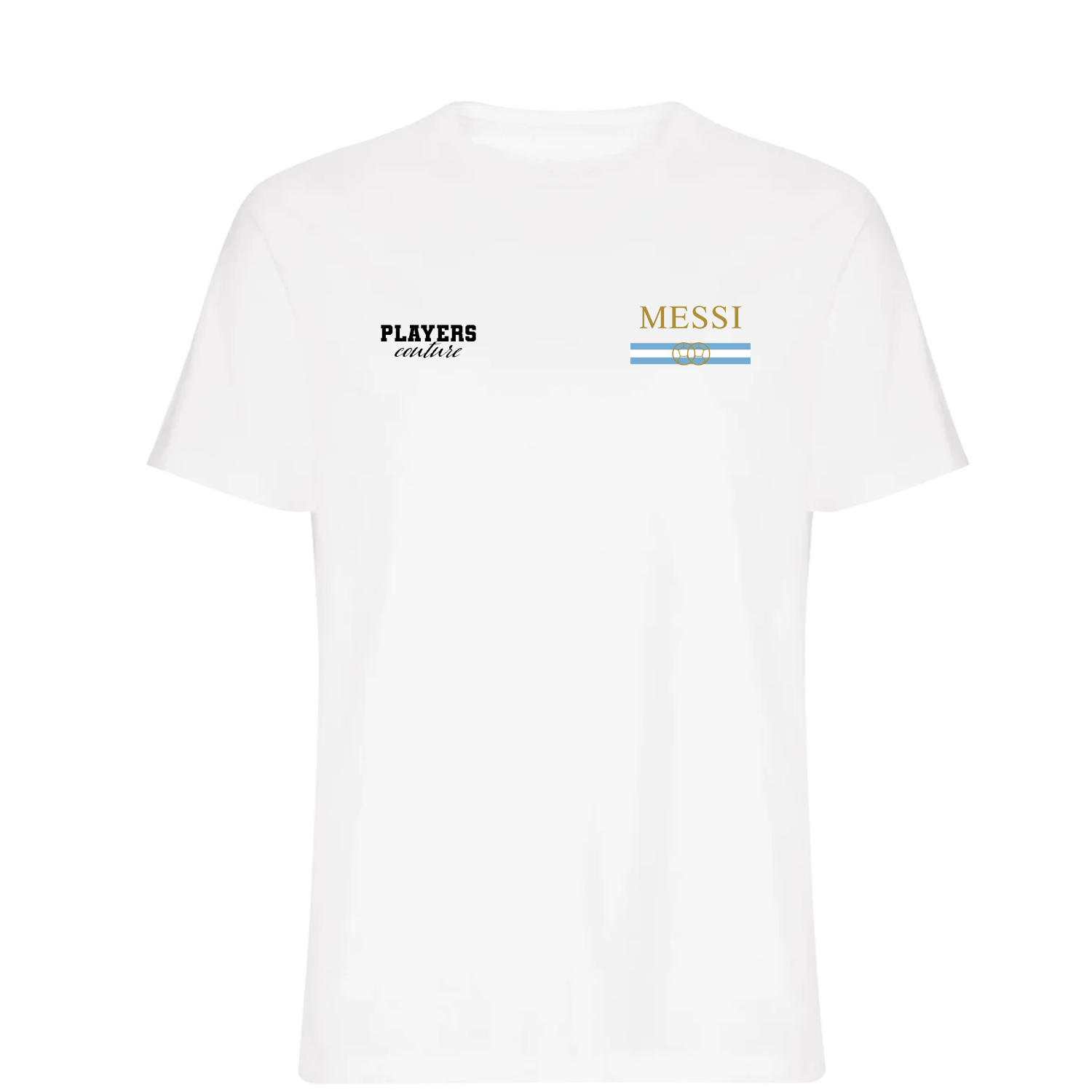 Lionel Messi Argentina Logo Players Couture Mens T-Shirt White