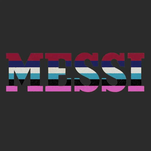 Lionel Messi Colours Logo Men's T-Shirt – black close-up detail shot of the Lionel Messi Colours Players Couture logo design
