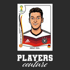 Mesut Ozil World Cup Sticker Men's T-Shirt – black close-up detail shot of the Mesut Ozil World Cup Players Couture logo