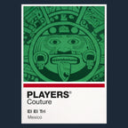 Mexico Classic Football Shirt Colours Frame Men's T-Shirt – navy close-up detail shot of the Mexico Players Couture logo