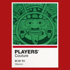 Mexico Classic Football Shirt Colours Frame Men's T-Shirt – red close-up detail shot of the Mexico Players Couture logo