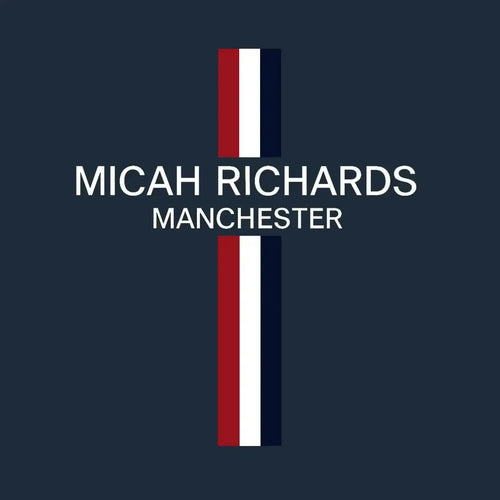 Micah Richards Logo Men's T-Shirt – navy close-up detail shot of the Micah Richards Players Couture logo design