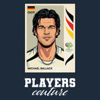 Michael Ballack World Cup Sticker Men's T-Shirt – navy close-up detail shot of the Michael Ballack World Cup Players Couture