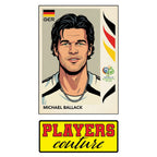 Michael Ballack World Cup Sticker Men's T-Shirt – close-up detail shot of the Michael Ballack World Cup Players Couture logo