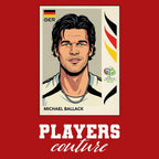 Michael Ballack World Cup Sticker Men's T-Shirt – red close-up detail shot of the Michael Ballack World Cup Players Couture