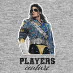 Michael Jackson Glitter Jacket Badge Men's Hoodie – black close-up detail shot of the Michael Jackson Players Couture logo