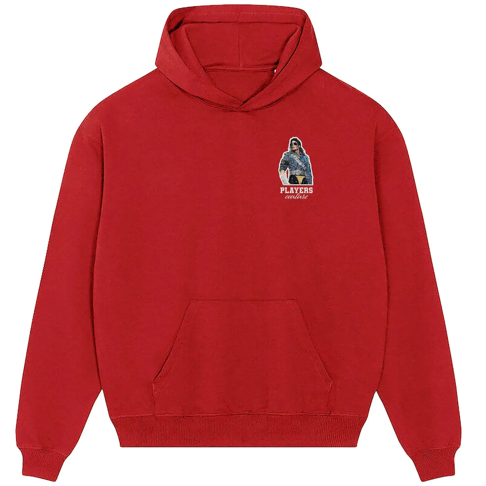 Michael Jackson Glitter Jacket hoodie – white men's hoodie featuring the Michael Jackson Glitter Jacket Players Couture logo