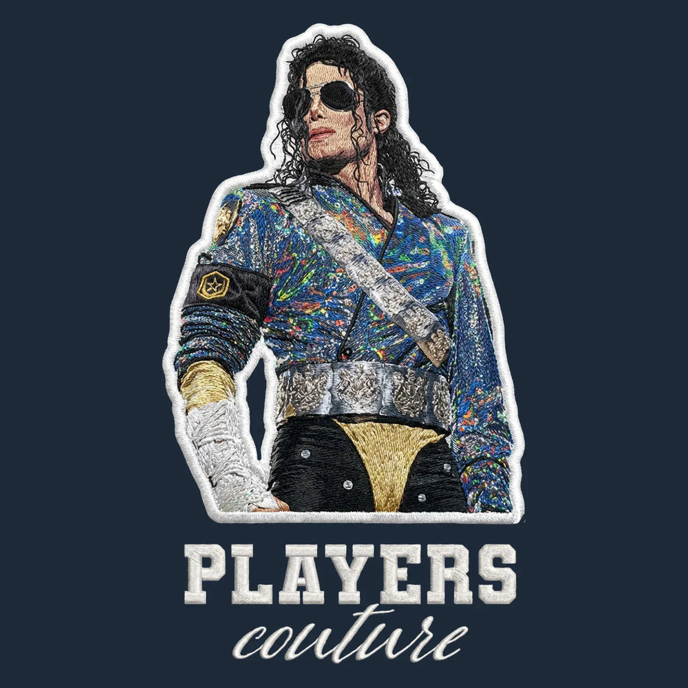 Michael Jackson Glitter Jacket Badge Men's Hoodie – white close-up detail shot of the Michael Jackson Glitter Jacket Players