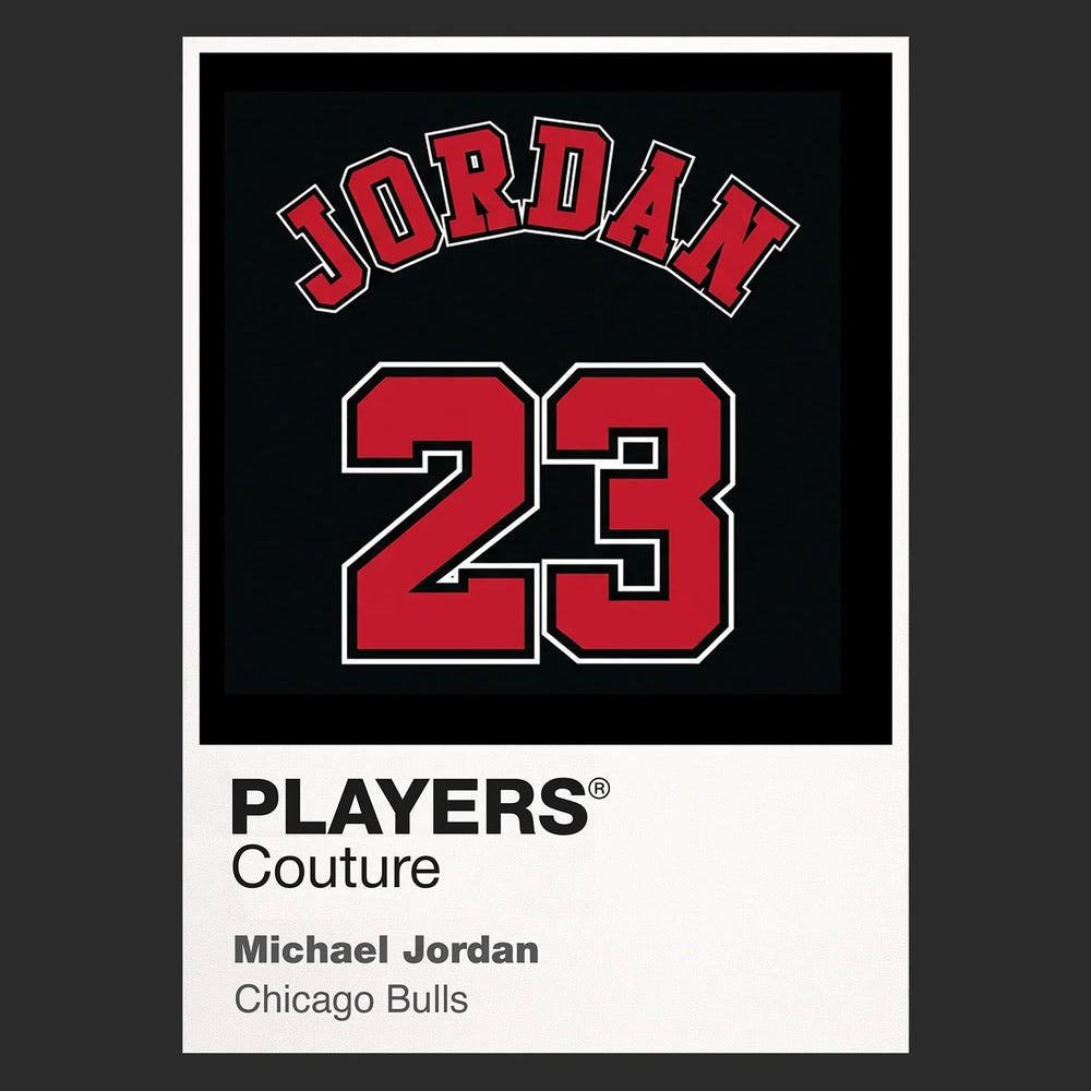 Michael Jordan 23 Black Jersey Frame Men's T-Shirt – black close-up detail shot of the Michael Jordan 23 Black Players