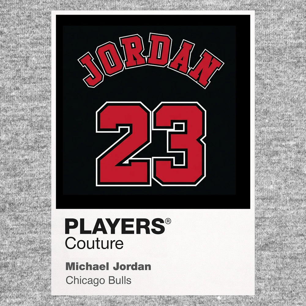 Michael Jordan 23 Black Jersey Frame Men's T-Shirt – black close-up detail shot of the Michael Jordan 23 Black Players