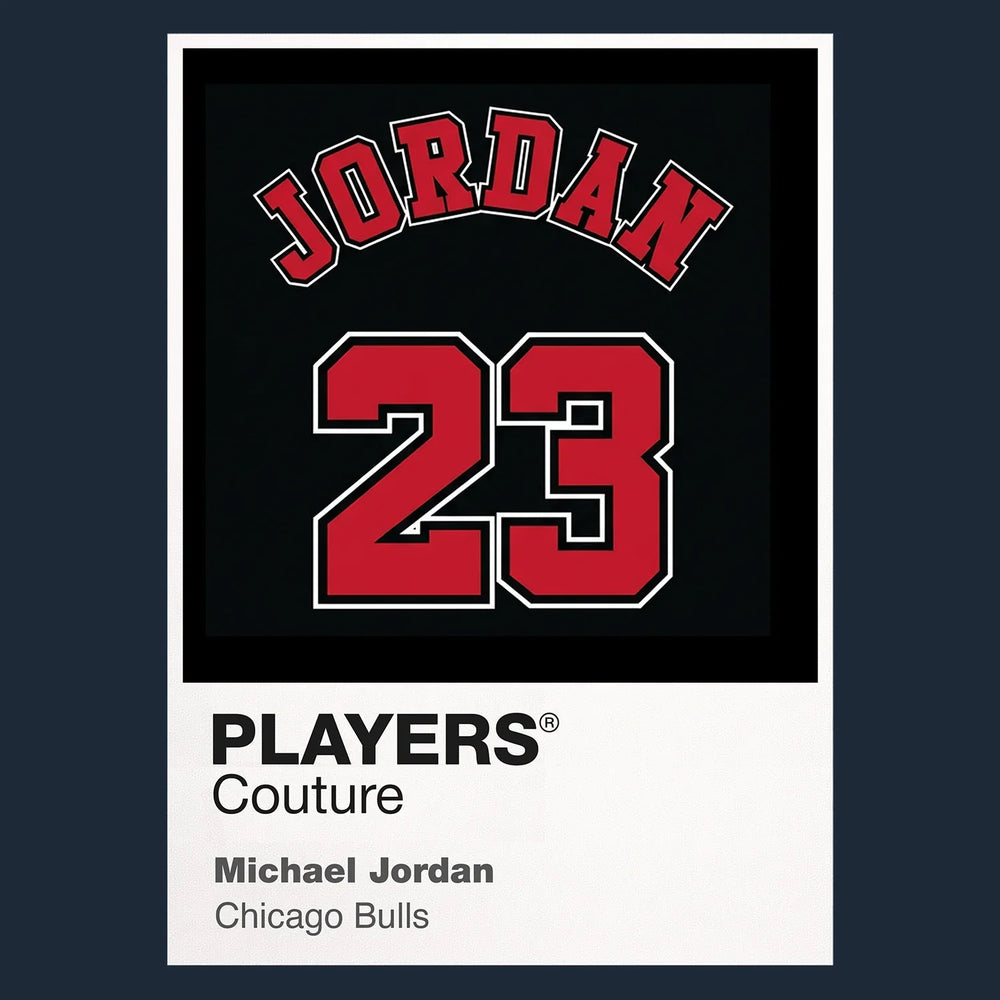 Michael Jordan 23 Black Jersey Frame Men's T-Shirt – black close-up detail shot of the Michael Jordan 23 Black Players