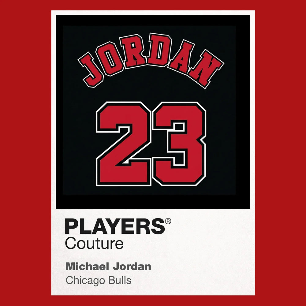 Michael Jordan 23 Black Jersey Frame Men's T-Shirt – black close-up detail shot of the Michael Jordan 23 Black Players