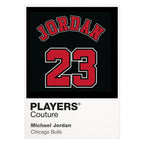 Michael Jordan 23 Black Jersey Frame Men's T-Shirt – black close-up detail shot of the Michael Jordan Players Couture logo