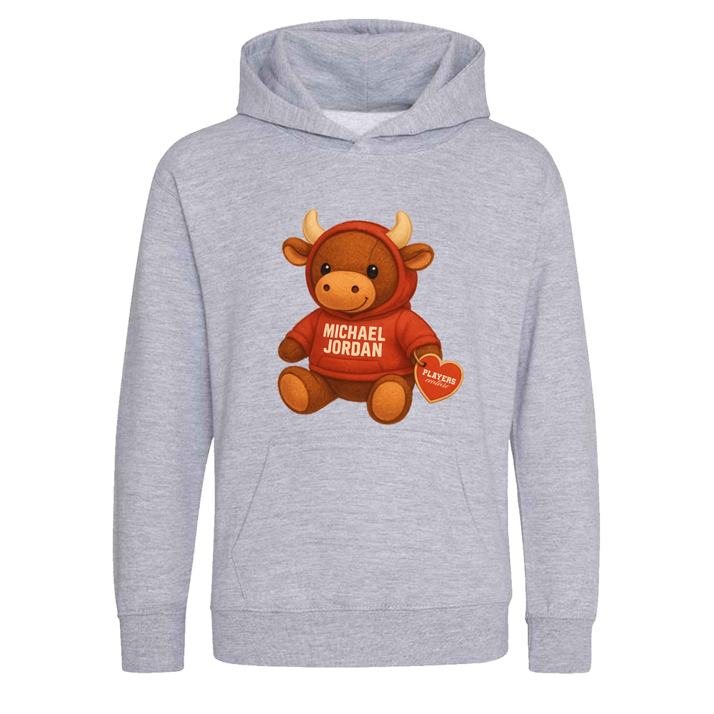 Michael Jordan Bull Logo Players Couture Kids Hoodie Gray