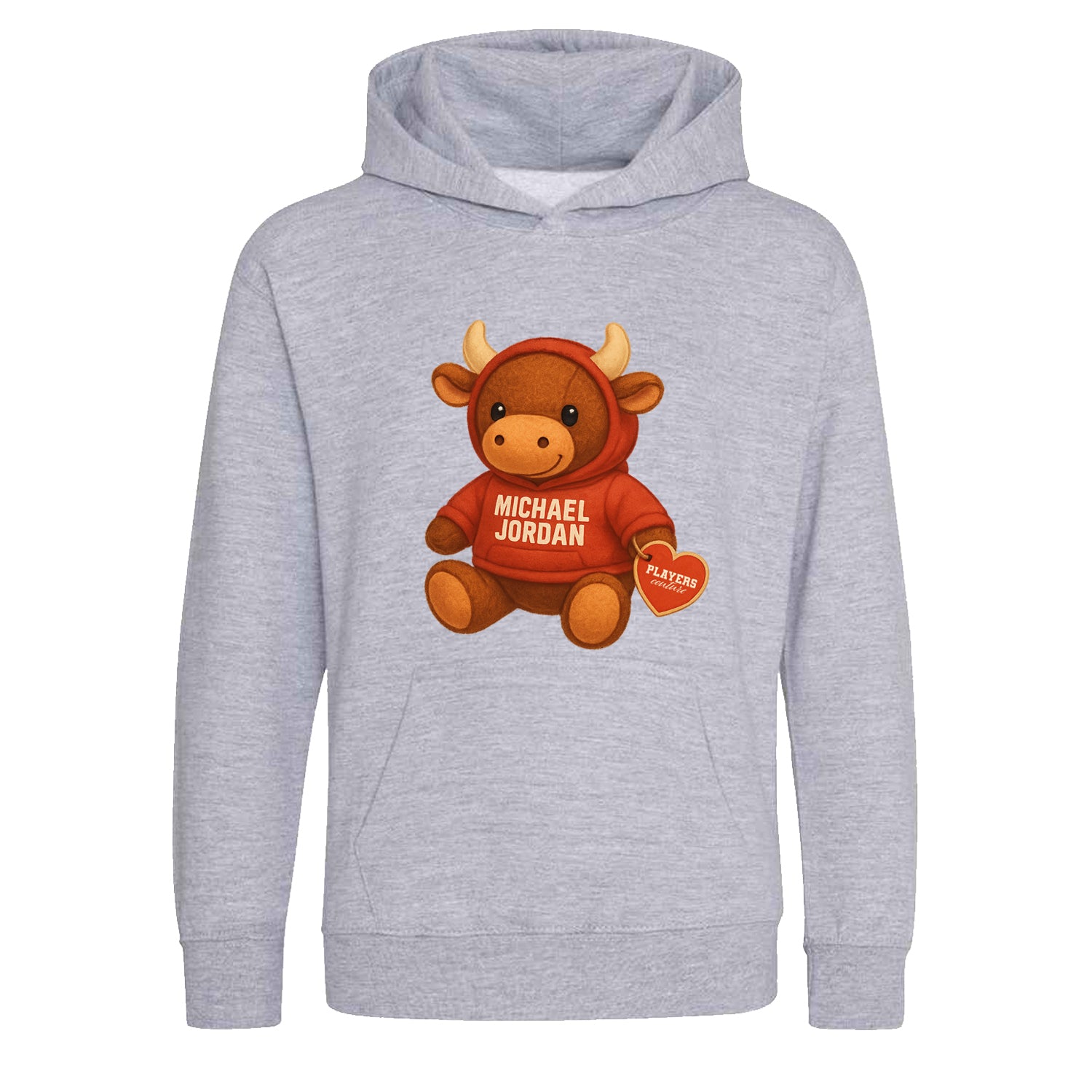 Michael Jordan Bull Logo Players Couture Kids Hoodie Gray