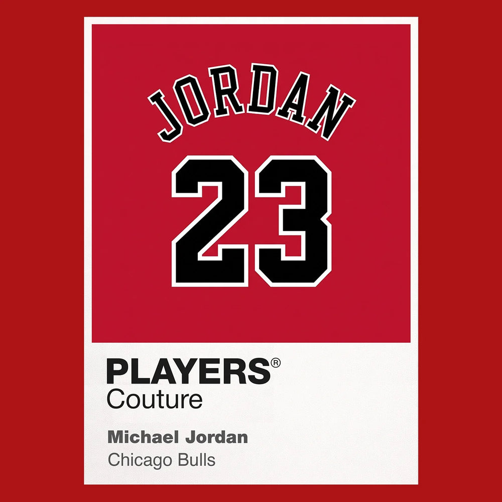 Michael Jordan 23 Red Jersey Frame Men's T-Shirt – red close-up detail shot of the Michael Jordan 23 Red Players Couture