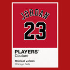 Michael Jordan 23 Red Jersey Frame Men's T-Shirt – red close-up detail shot of the Michael Jordan 23 Red Players Couture