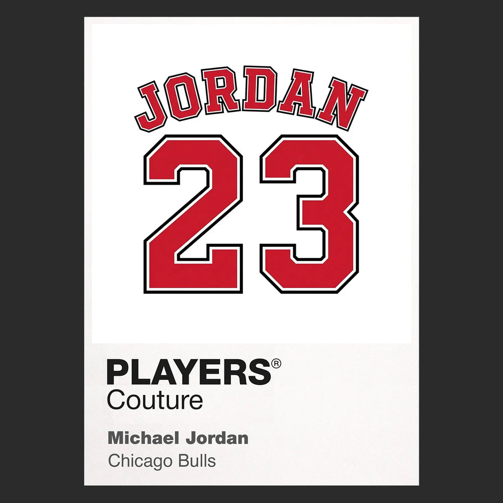 Michael Jordan 23 White Jersey Frame Men's T-Shirt – white close-up detail shot of the Michael Jordan 23 White Players