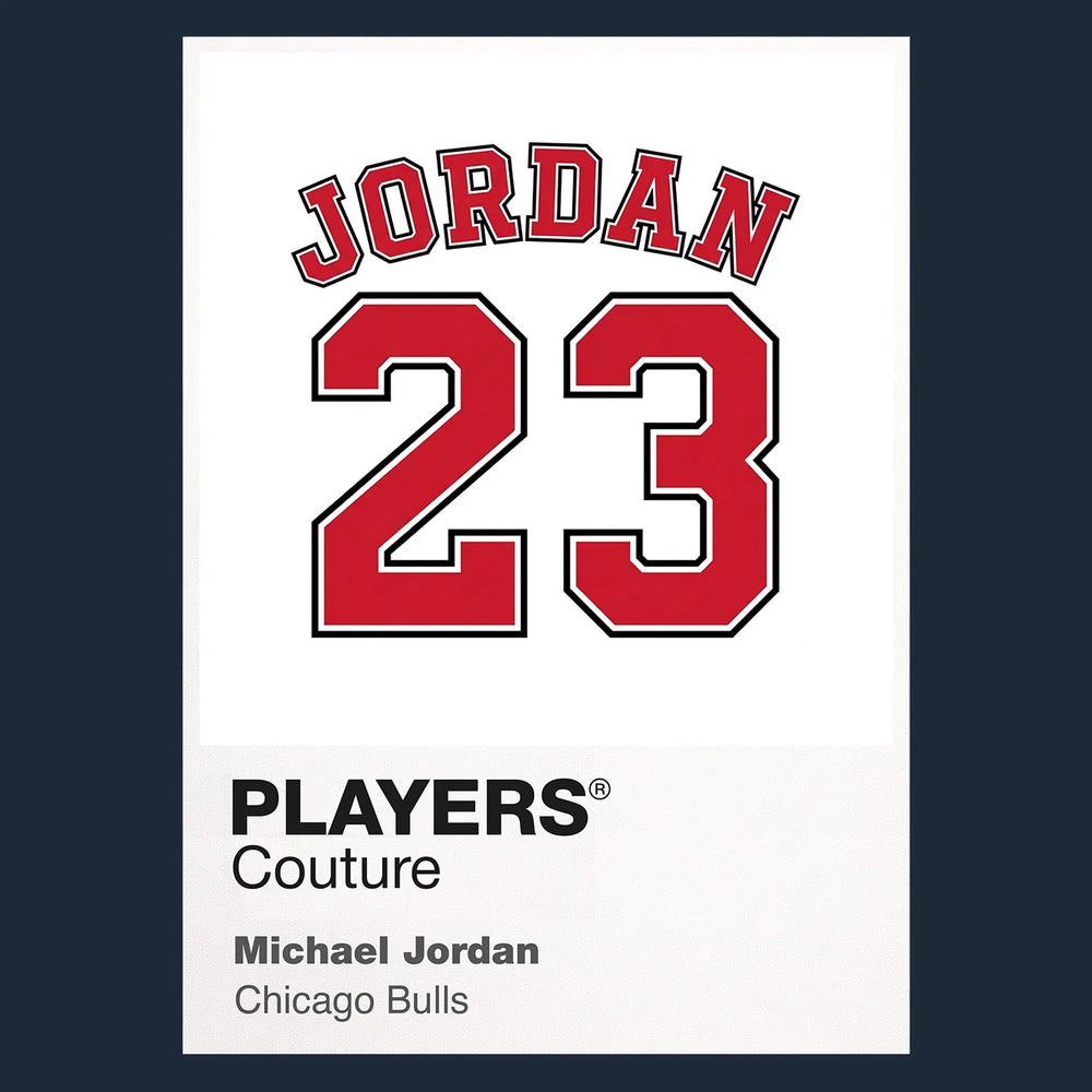 Michael Jordan 23 White Jersey Frame Men's T-Shirt – white close-up detail shot of the Michael Jordan 23 White Players
