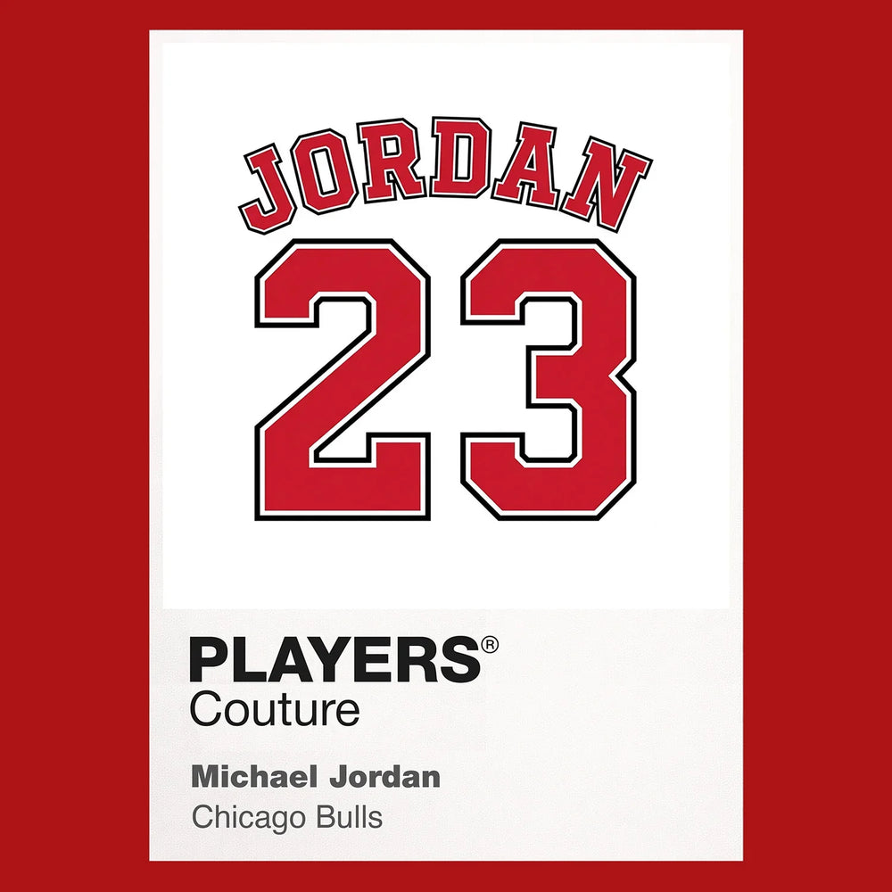 Michael Jordan 23 White Jersey Frame Men's T-Shirt – white close-up detail shot of the Michael Jordan 23 White Players