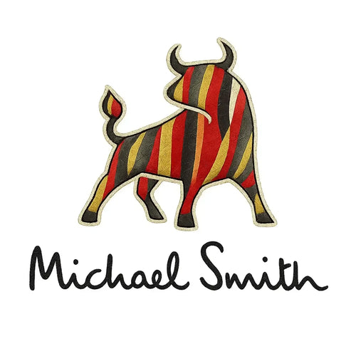 Michael Smith Logo Men's Hoodie – white close-up detail shot of the Michael Smith Players Couture logo design