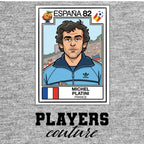 Michel Platini 1982 World Cup Sticker Men's T-Shirt – grey close-up detail shot of the Michel Platini 1982 World Cup Players