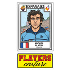 Michel Platini 1982 World Cup Sticker Men's T-Shirt – close-up detail shot of the Michel Platini 1982 World Cup Players
