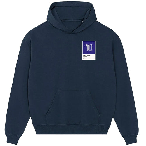 Michel Platini 10 Football hoodie – navy men's hoodie featuring the Michel Platini 10 Football Players Couture logo