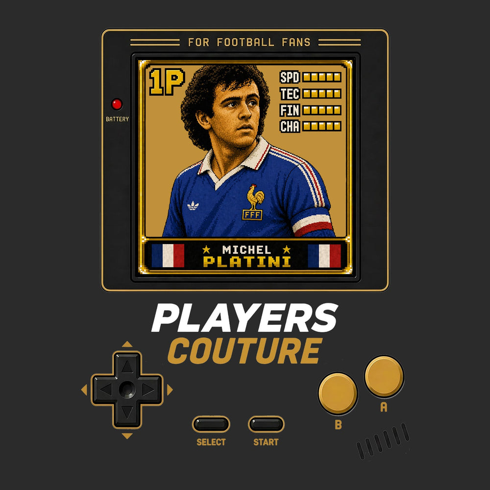 Michel Platini 1P 8-Bit t-shirt retro gaming design by Players Couture