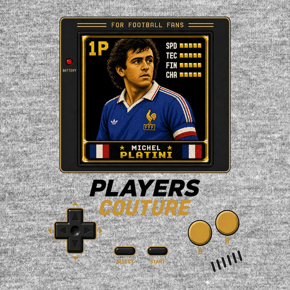 Michel Platini 1P 8-Bit t-shirt retro gaming design by Players Couture