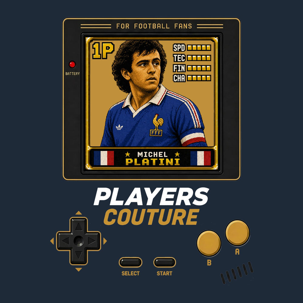 Michel Platini 1P 8-Bit t-shirt retro gaming design by Players Couture