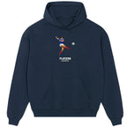 Michel Platini hoodie – navy men's hoodie with white Michel Platini letters and Players Couture logo on the chest