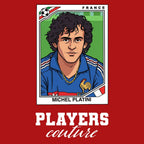 Michel Platini 1986 World Cup Sticker Men's T-Shirt – red close-up detail shot of the Michel Platini 1986 World Cup Players