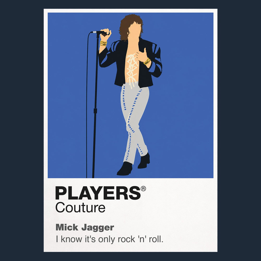 Mick Jagger the tailored silhouette and kinetic stage language of Mick Jagger Icon Frame artwork in navy
