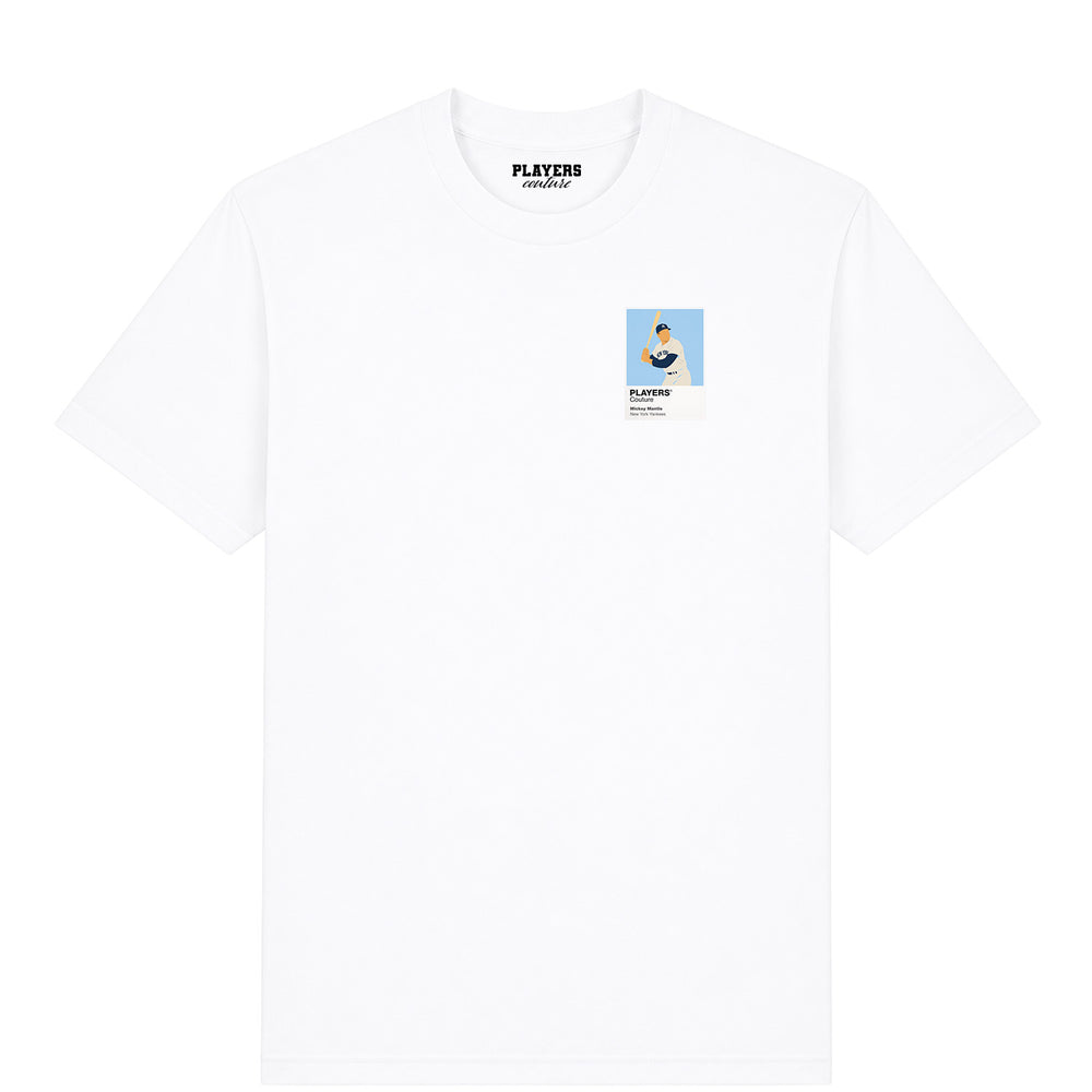 Mickey Mantle Yankees Baseball Icon Frame Men's T-Shirt - White