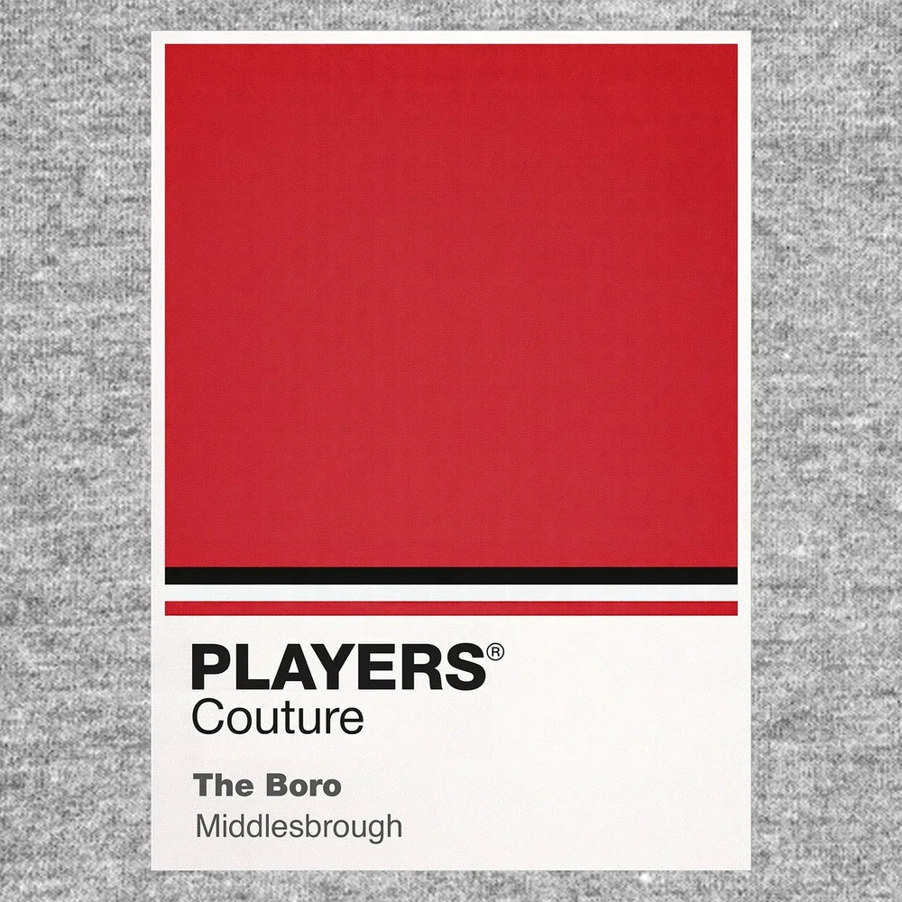 Middlesbrough Classic Football Shirt Colours Frame Men's T-Shirt – grey close-up detail shot of the Middlesbrough Players