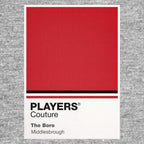 Middlesbrough Classic Football Shirt Colours Frame Men's T-Shirt – grey close-up detail shot of the Middlesbrough Players