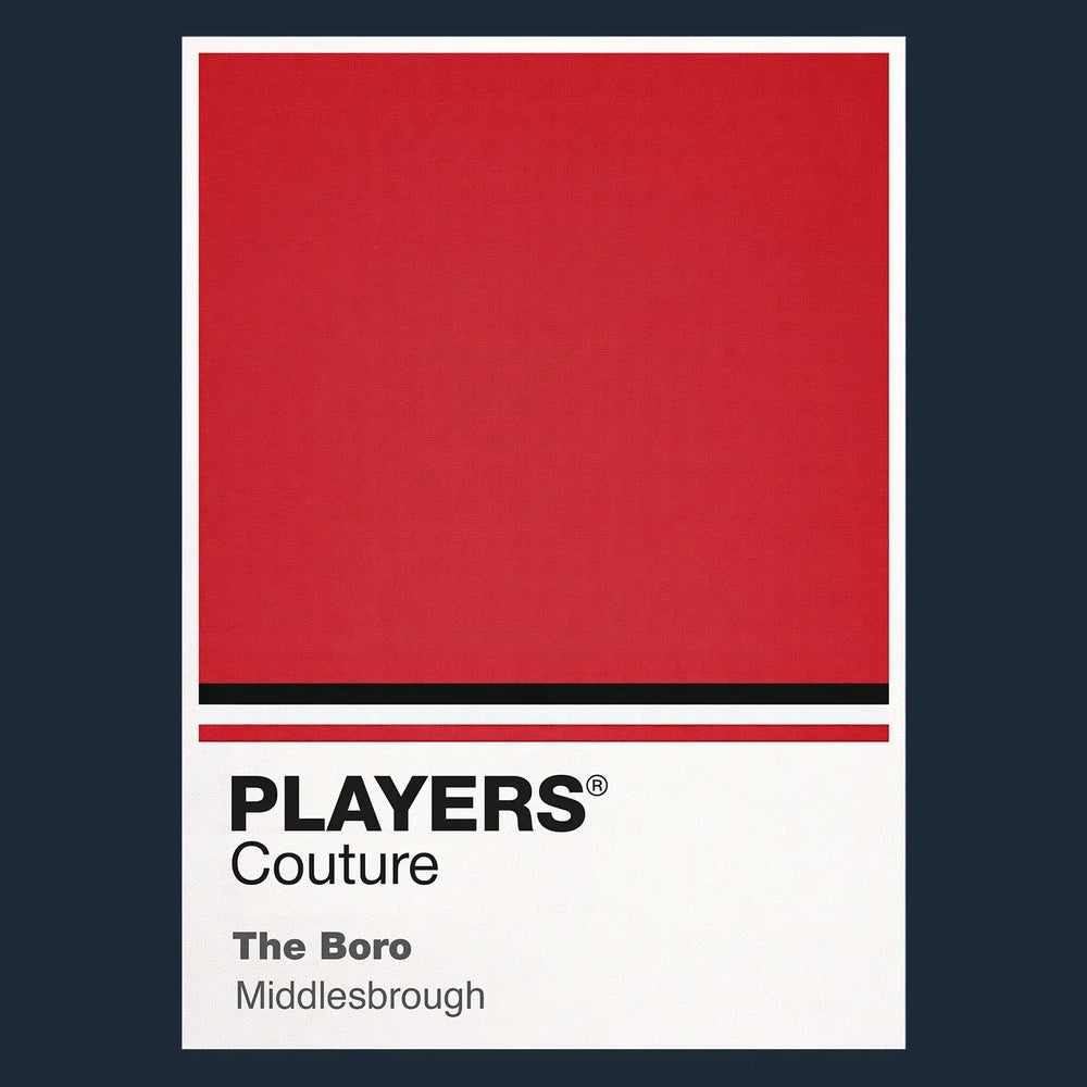 Middlesbrough Classic Football Shirt Colours Frame Men's T-Shirt – navy close-up detail shot of the Middlesbrough Players