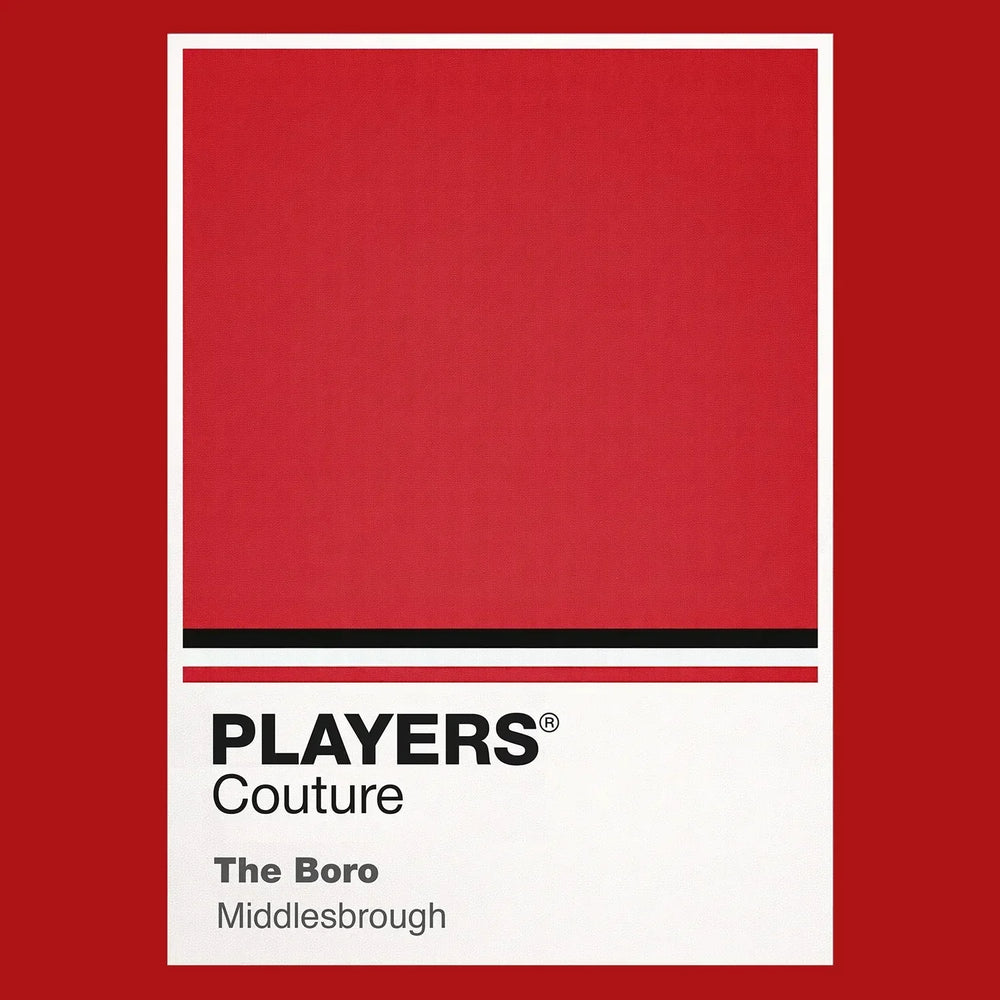 Middlesbrough Classic Football Shirt Colours Frame Men's T-Shirt – red close-up detail shot of the Middlesbrough Players