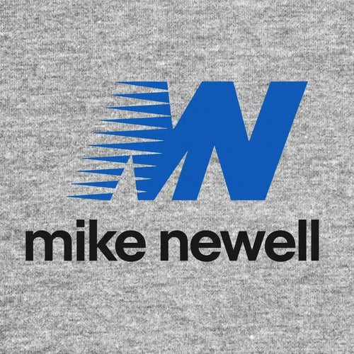 Mike Newell Logo Men's T-Shirt – grey close-up detail shot of the Mike Newell Players Couture logo design