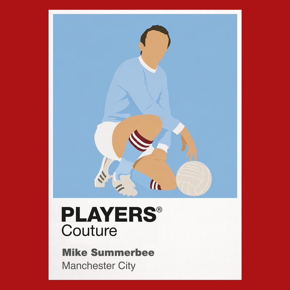 Mike Summerbee Manchester City Icon Frame Men's Hoodie — Red Artwork