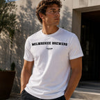 Milwaukee Brewers Men's T-Shirt — lifestyle photo, White t-shirt