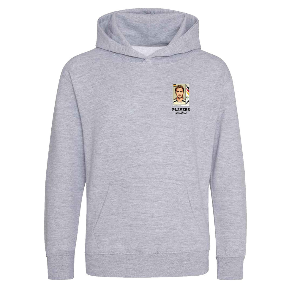 Miroslav Klose World Cup Sticker Kids Hoodie – miroslav klose sticker kids grey hoodie Players Couture design